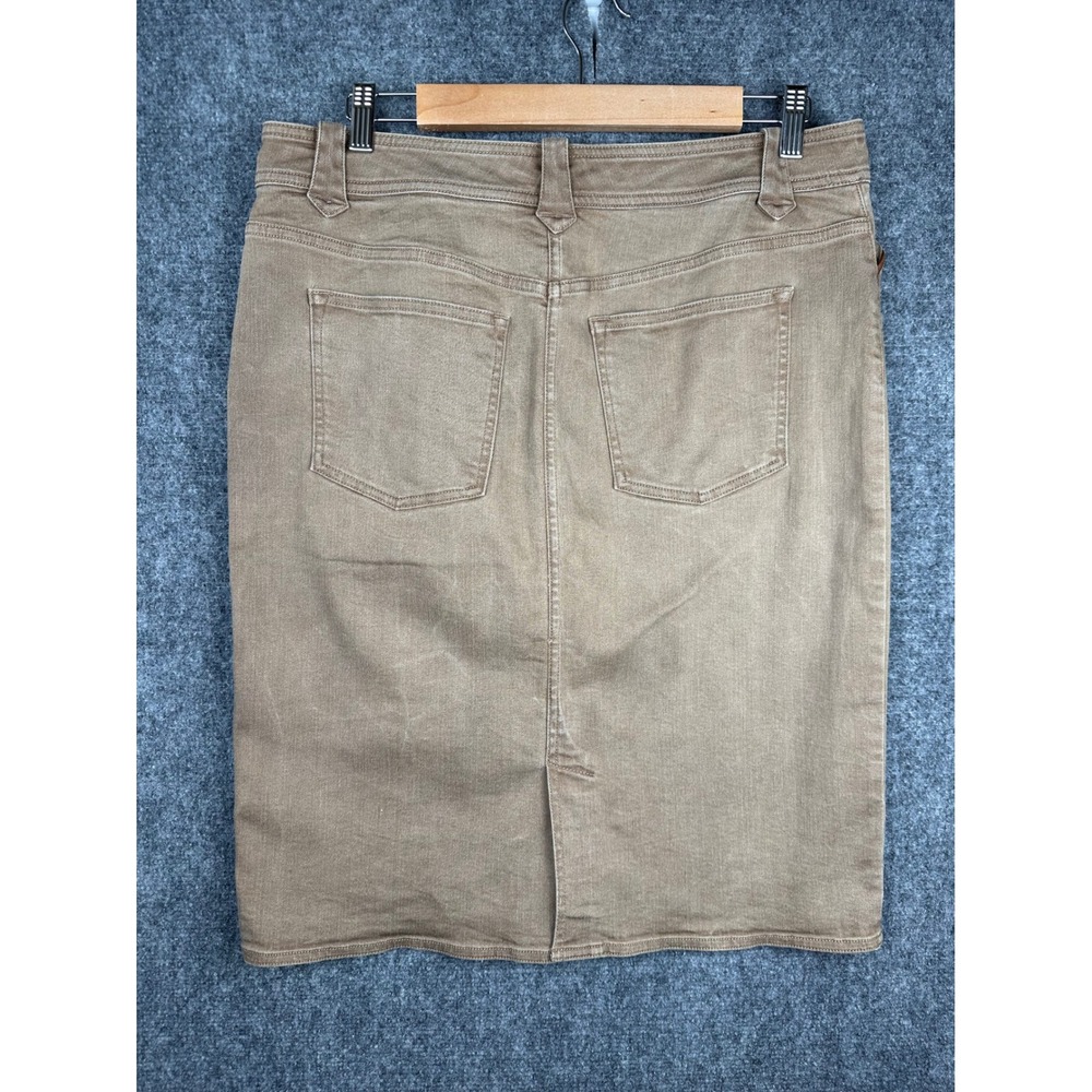 Lauren Ralph Lauren Womens Denim Skirt Size 10 Tan Leather Trim Pencil Casual - Picture 10 of 11